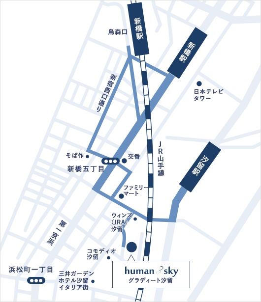 新橋駅からの地図